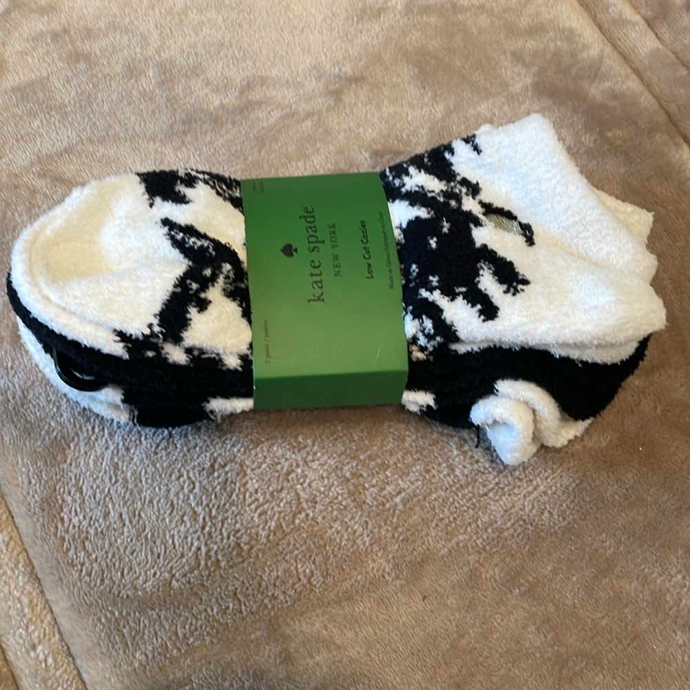 Brand new Kate Spade low-cut pack of 3 furry socks